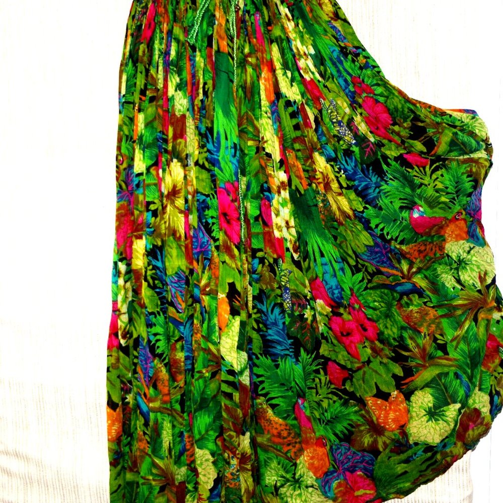 Short Circuit Green Red Crinkle Skirt  Free Size OS Vintage 90s